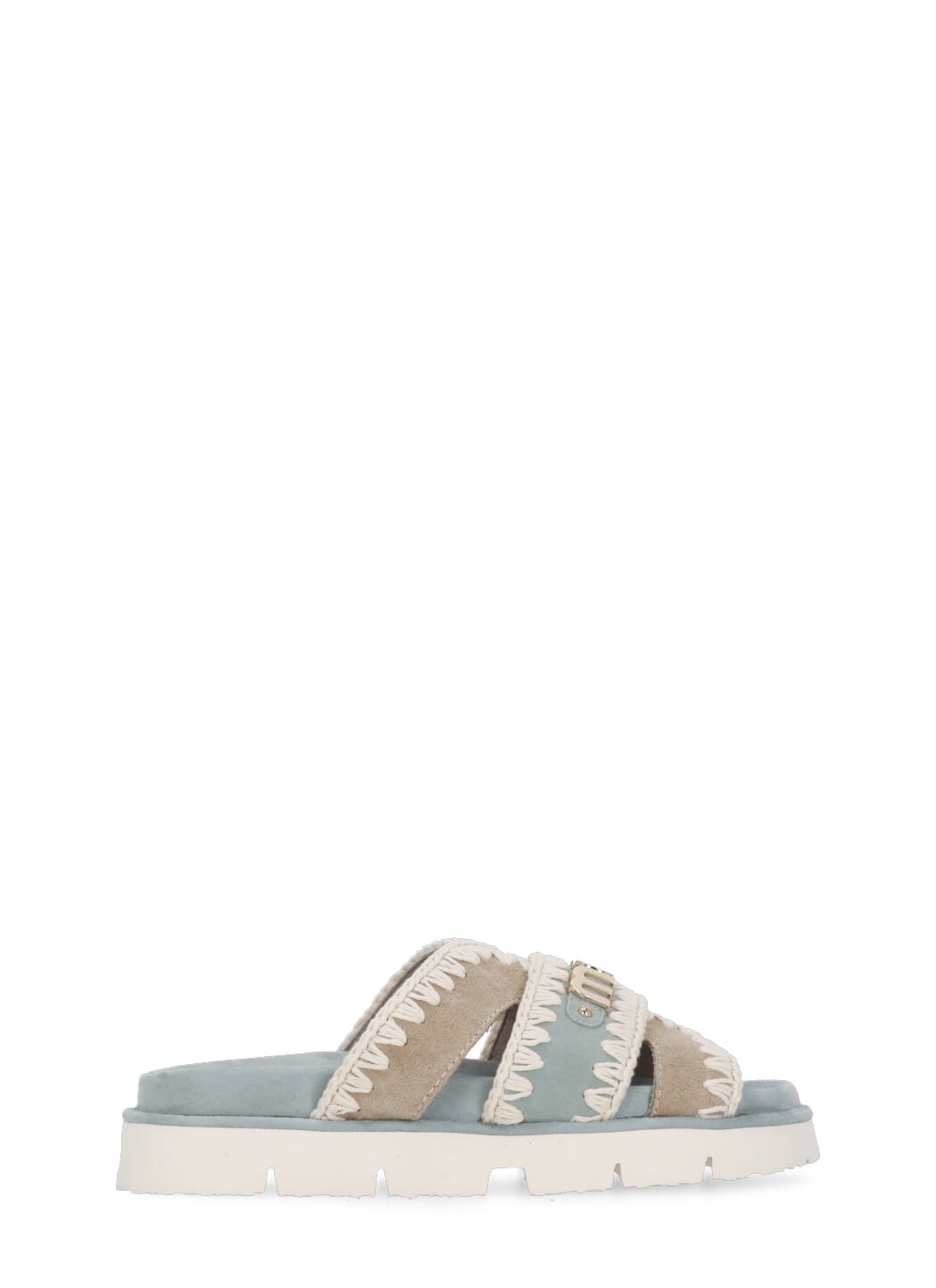 Bio Sandal Flats In Cyan Suede