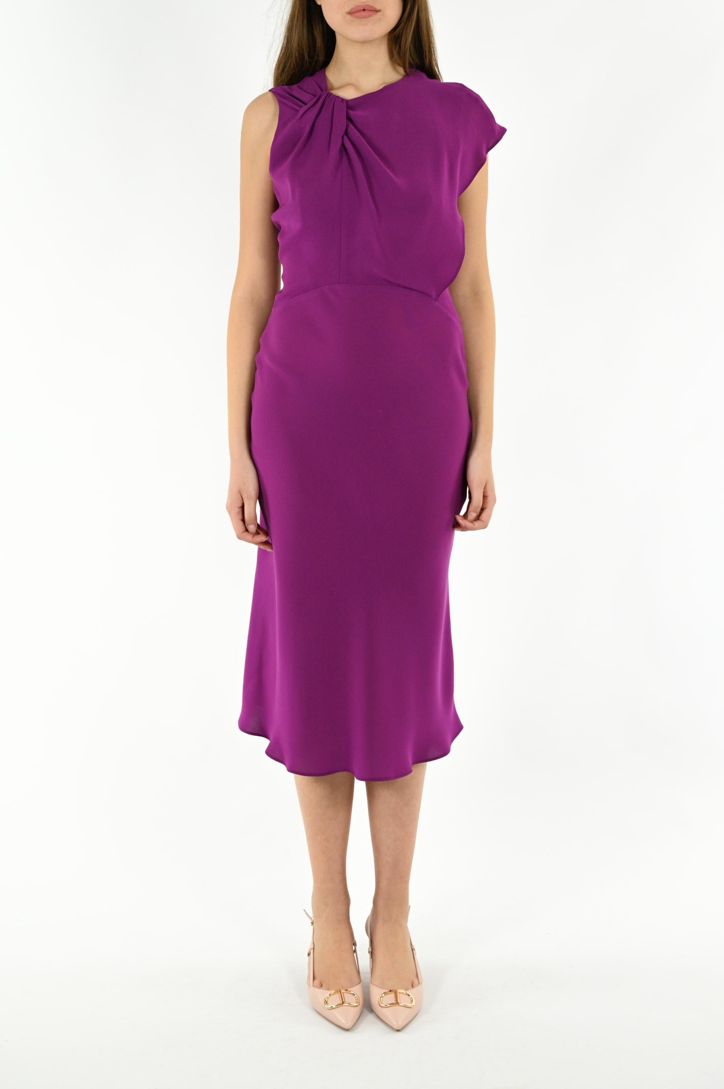 Max Mara Dark Draped Dress In Bouganville Modesens