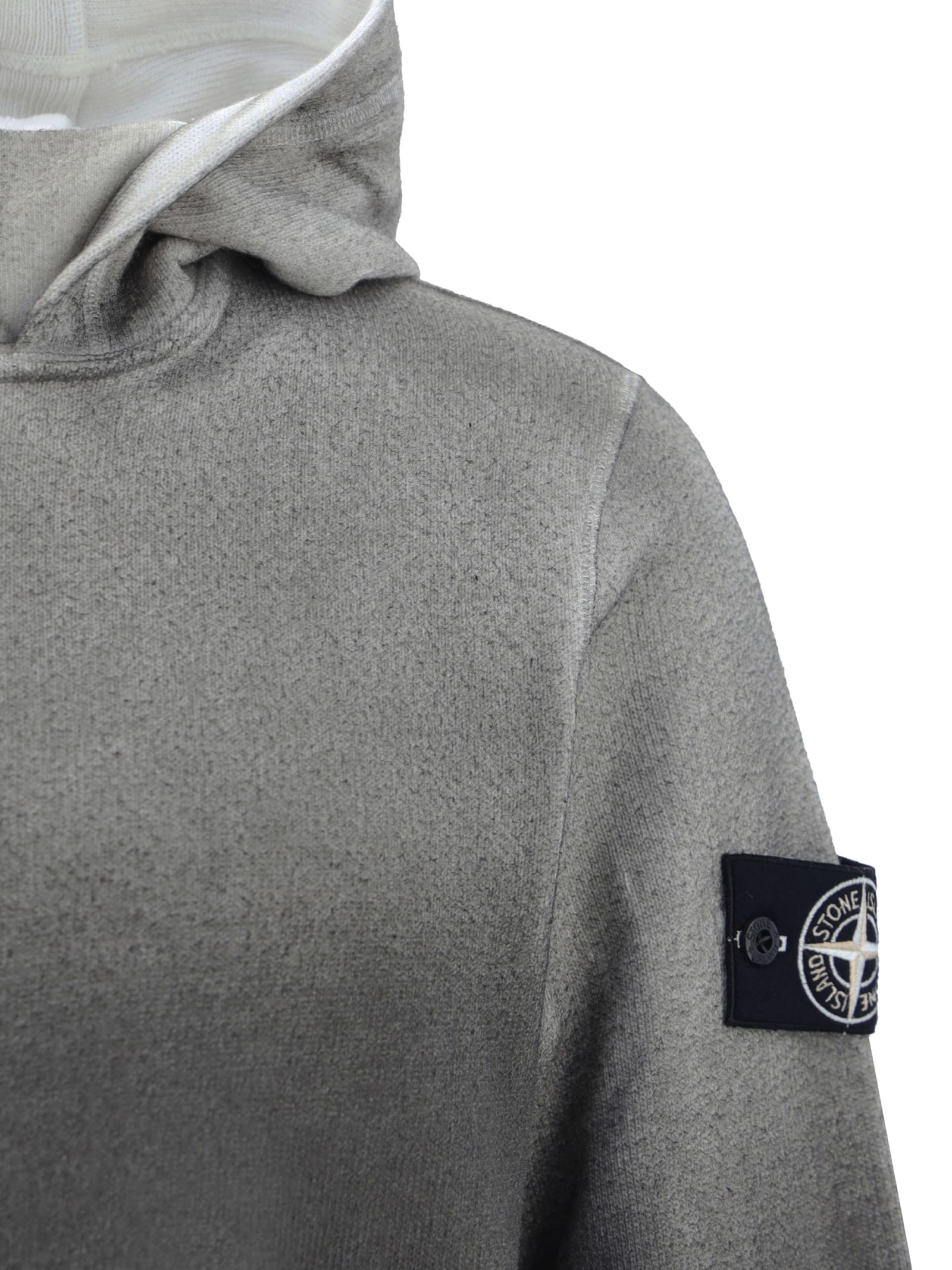 STONE ISLAND FADED COLOR LOGO PATCHED HOODIE 