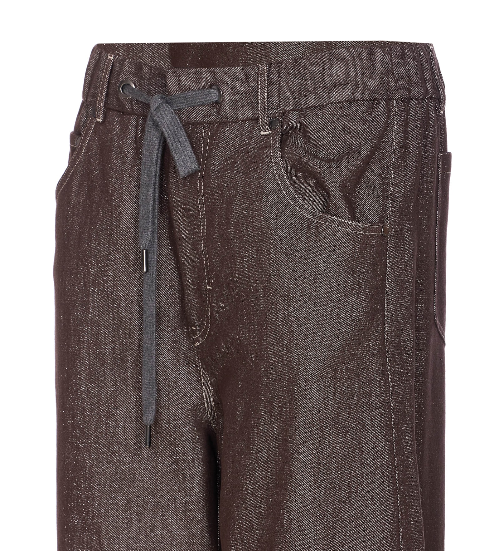 Brunello Cucinelli Trousers Wide Leg Drawstring Waist In Brown