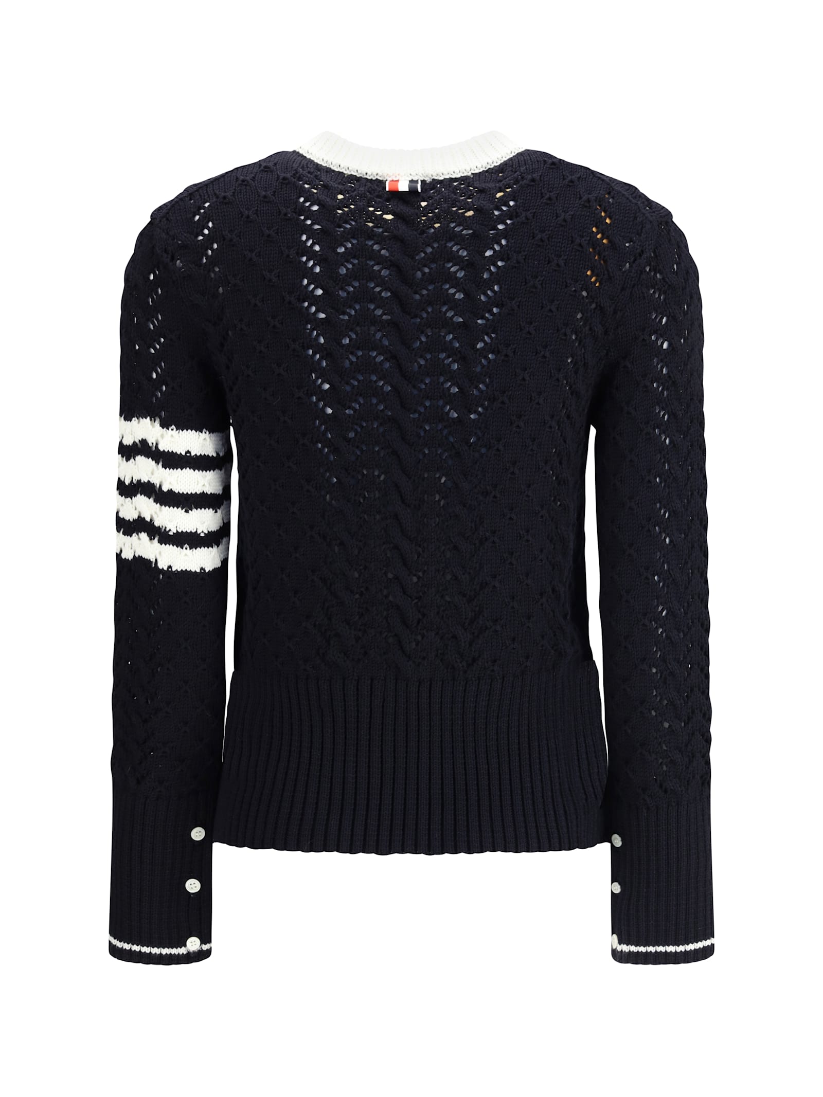 Thom Browne Cable-knit Pointelle-stitch Jumpers In Blue