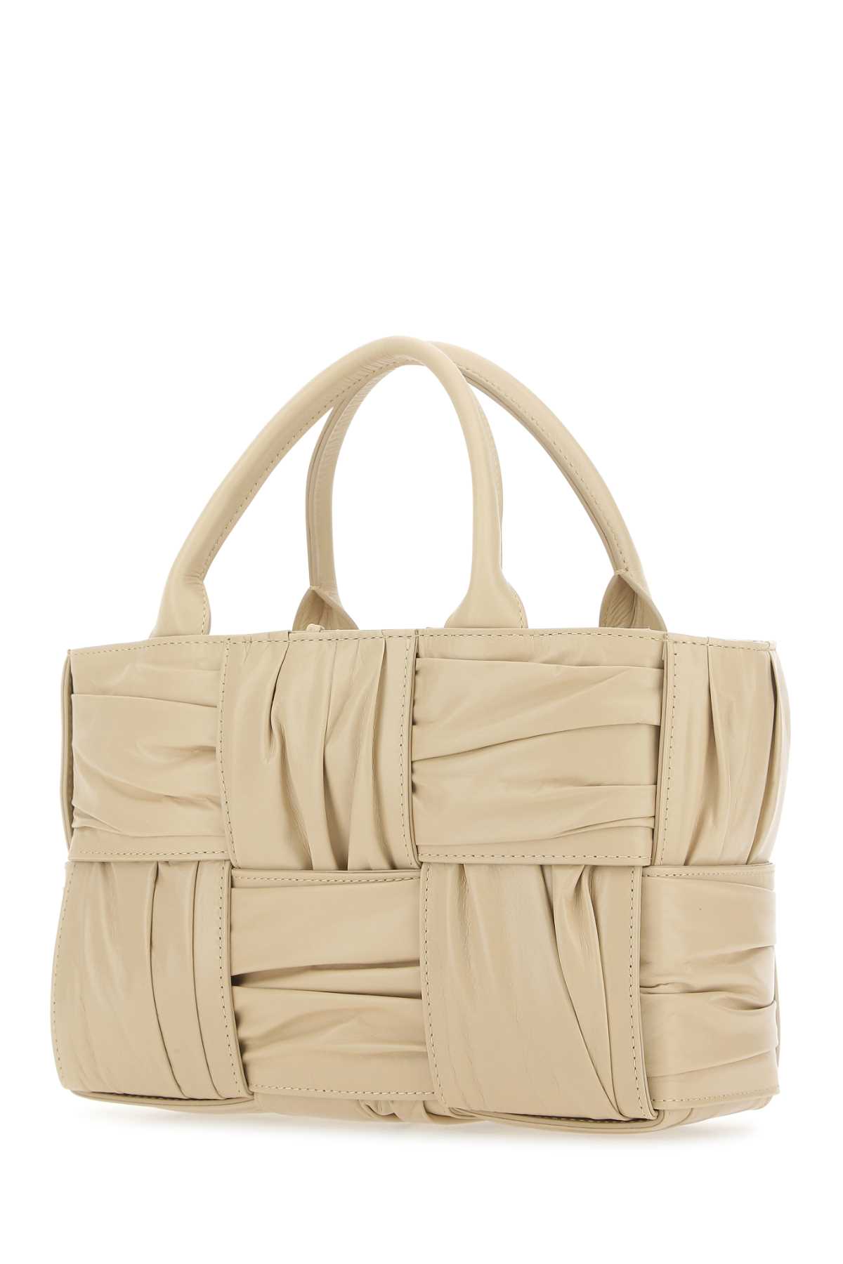 Shop Bottega Veneta Beige Leather Mini Arco Handbag In 9796
