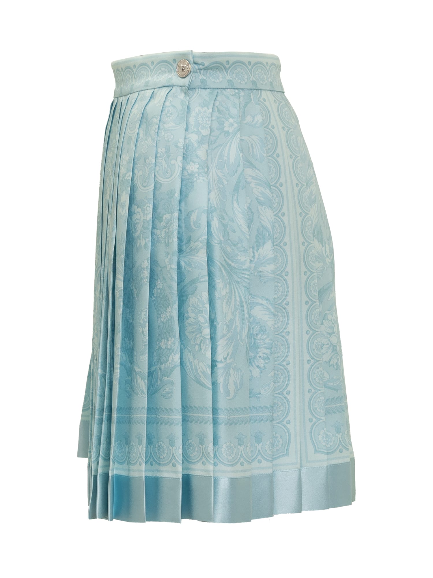 Shop Versace Skirt Silk Twill In Pale Blue