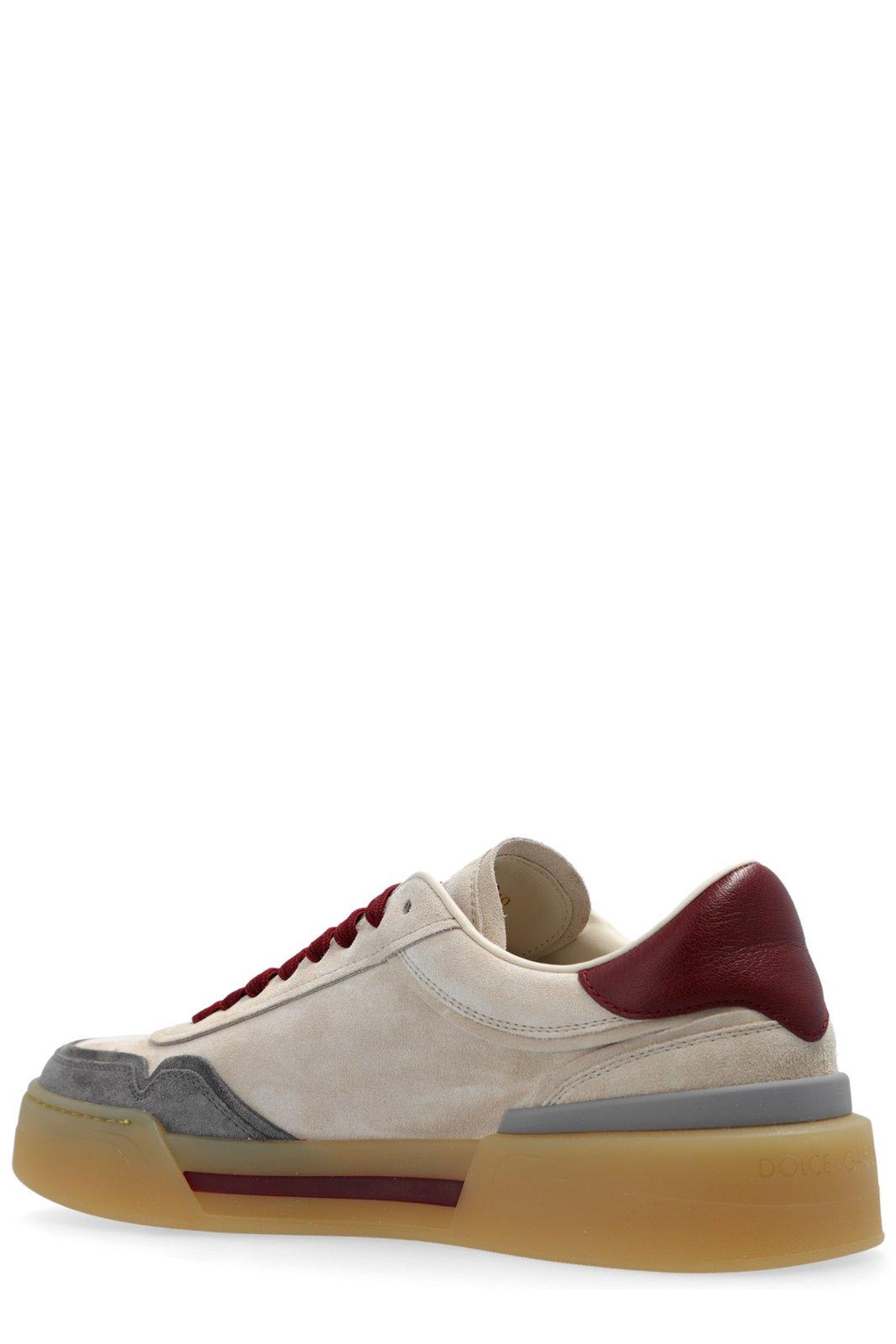 Shop Dolce & Gabbana New Roma Low-top Sneakers In Avorio/grigio/vino