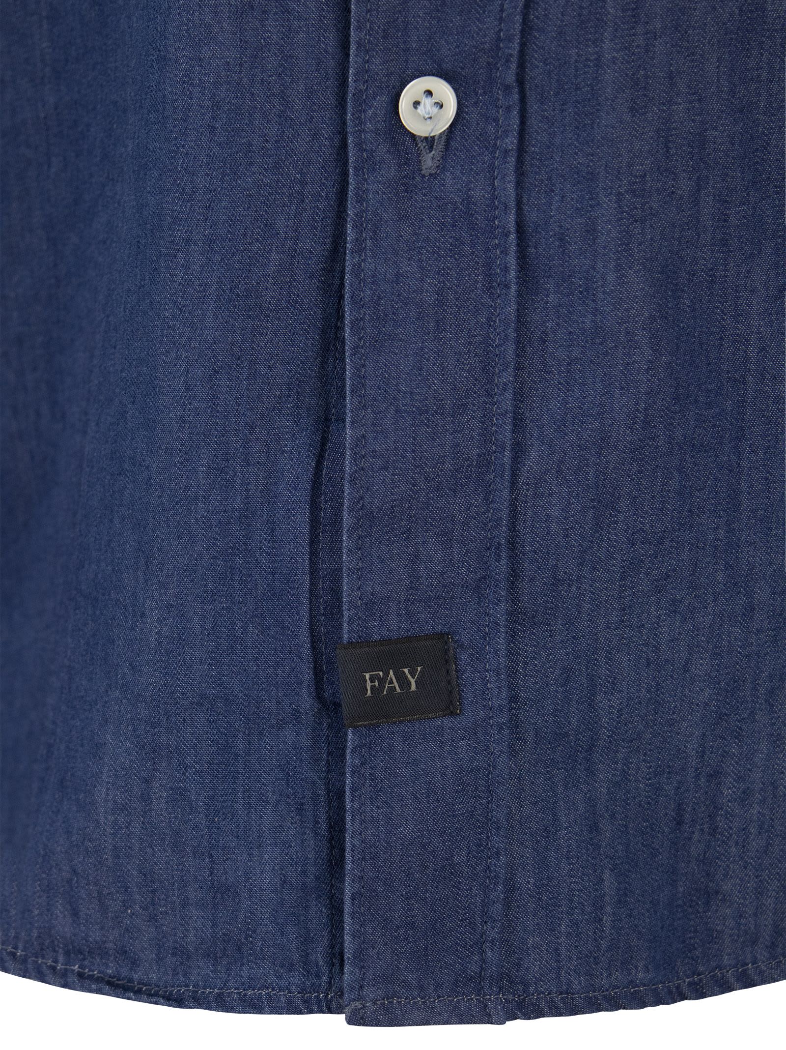 Shop Fay Denim Shirt With French Collar