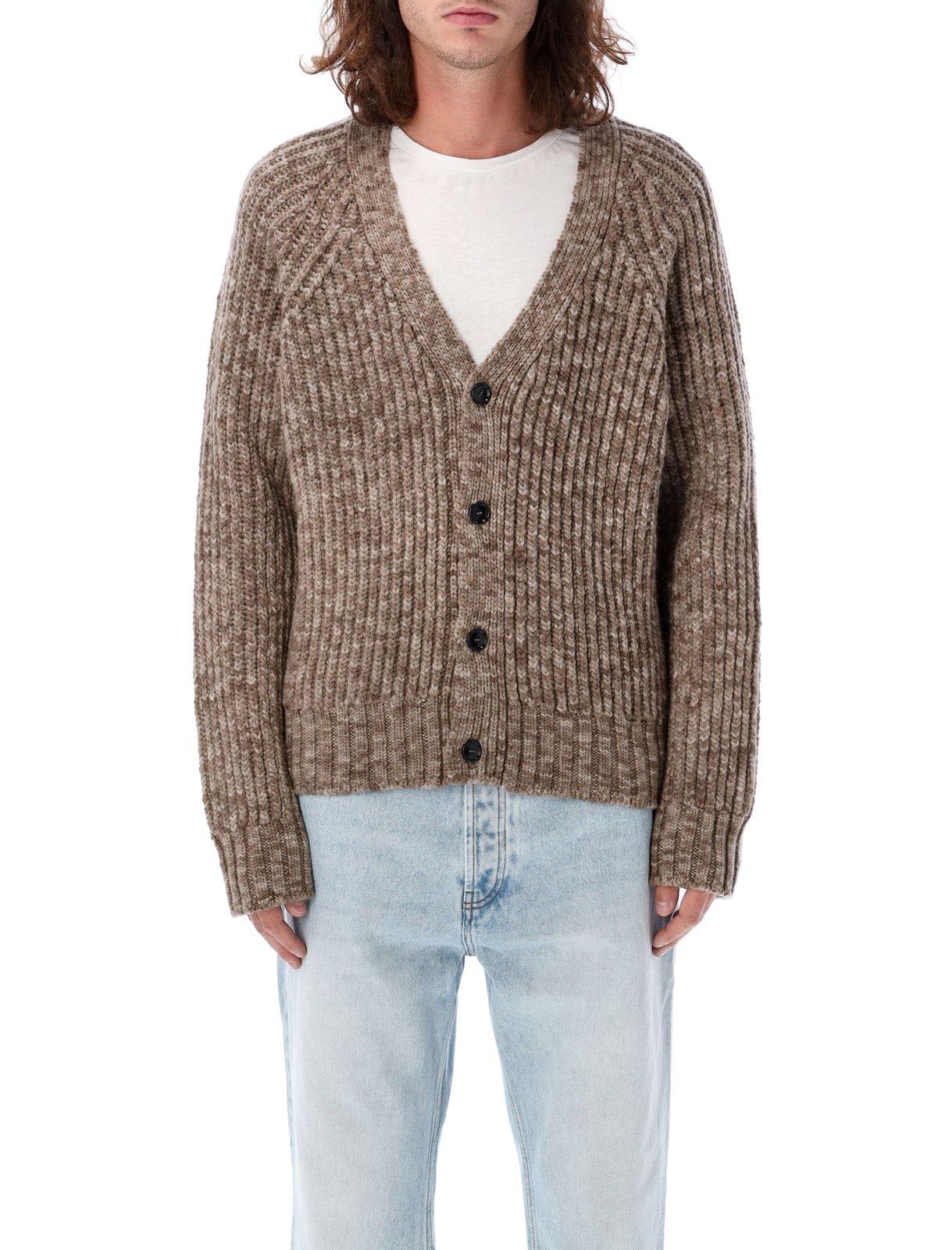 Shop Ami Alexandre Mattiussi Paris Chunky Knitted Cardigan In Neutrals