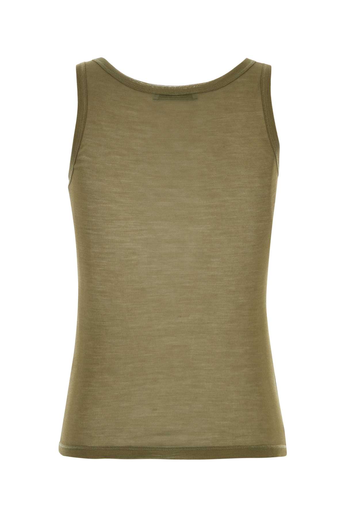 Shop Prada Army Green Silk Tank Top In Militare