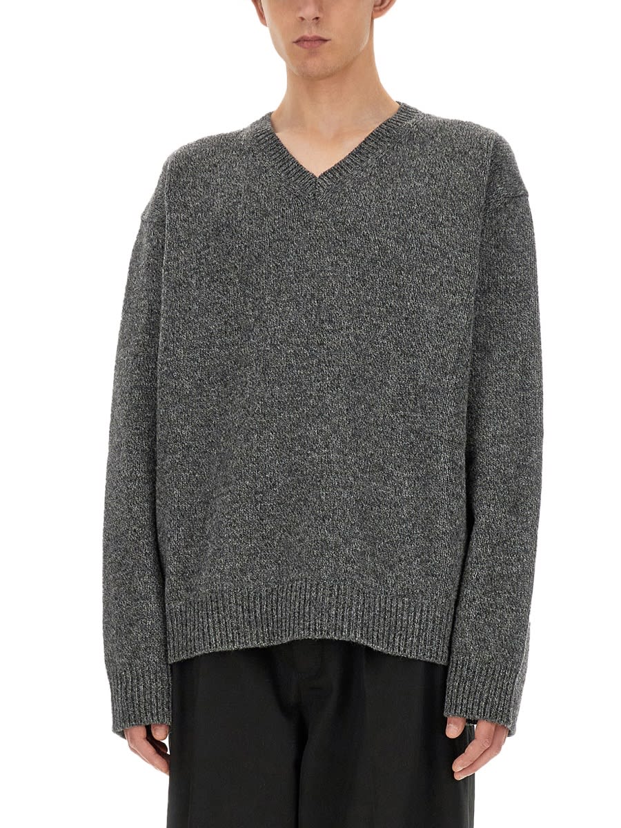 Shop Maison Margiela V-neck Sweater In Grey