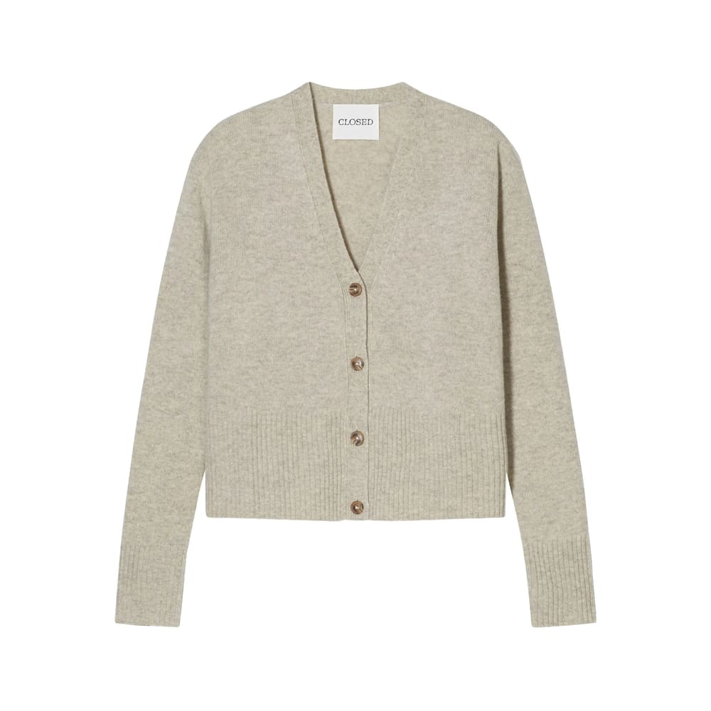Closed Wool V-necked Cardigan In Neutral