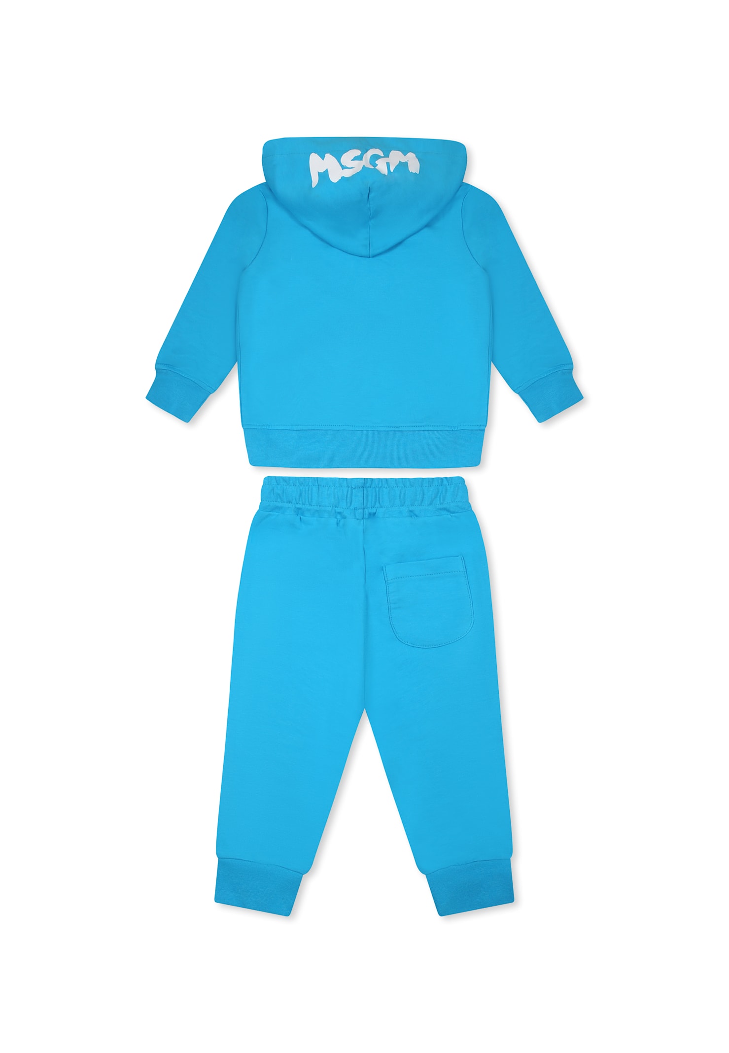 Msgm Light Blue Suit For Babykids With Logo In Light Blue