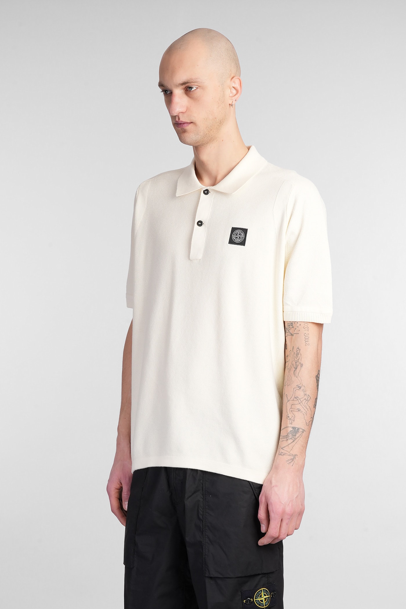 Stone Island Polo In Beige Cotton