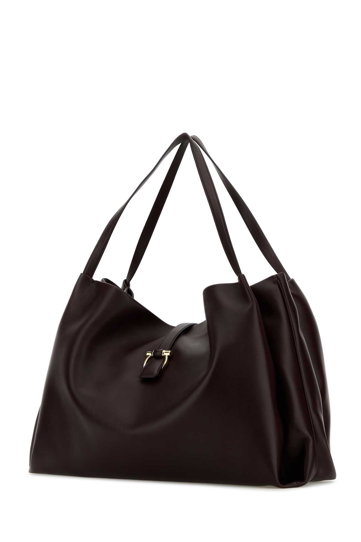 Shop Ferragamo Grape Leather Large Shopping Bag In Oxblood