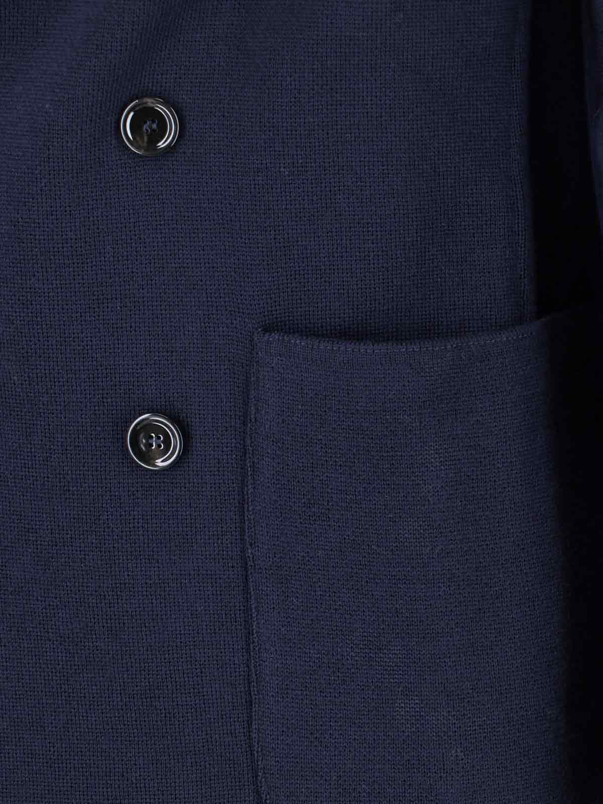 Lardini Textured Weave Double-breasted Knit Jacket In Blue