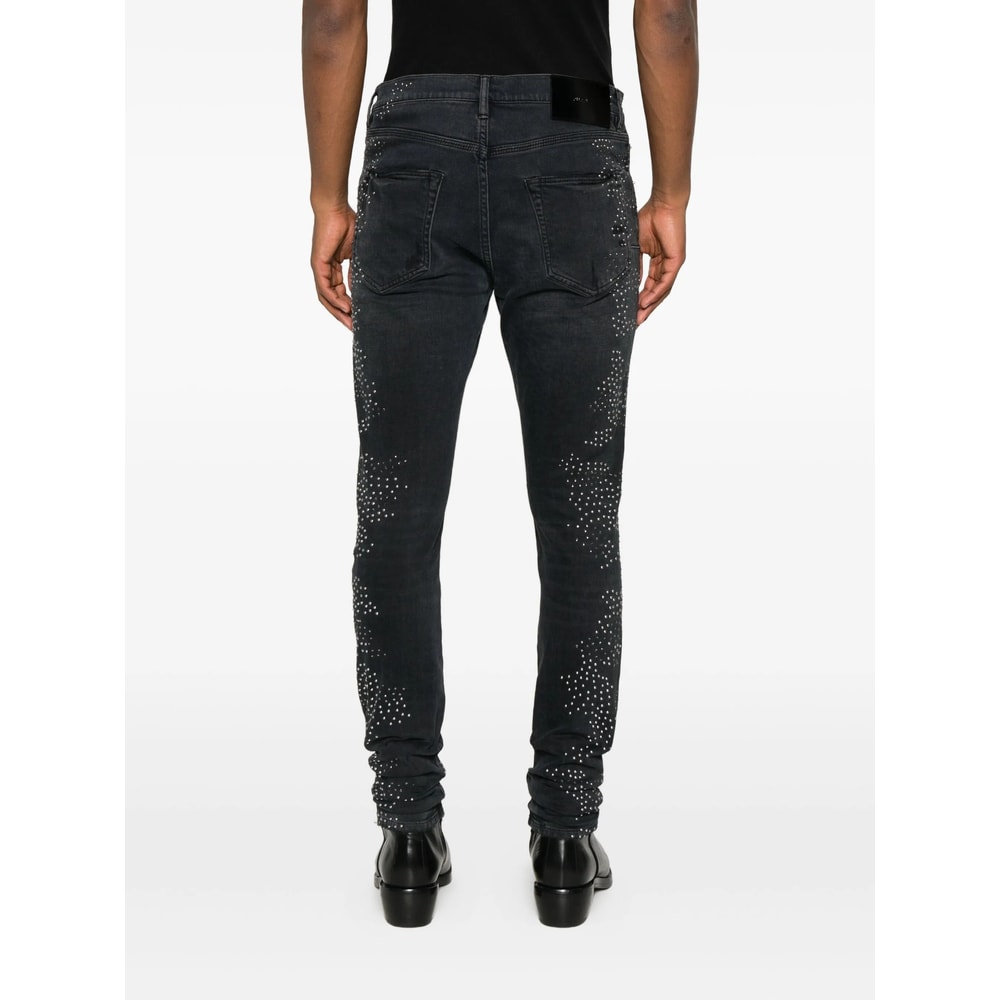 Purple Brand Embellished Distressed Denim In Black