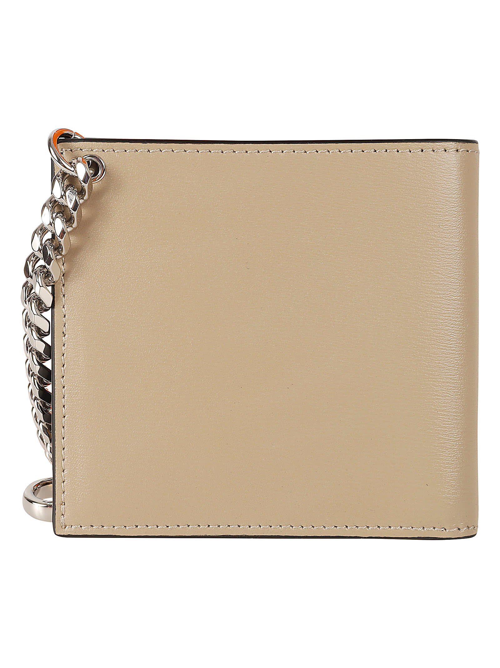 Shop Alexander Mcqueen Logo Detail Chain Applique Wallet In Beige