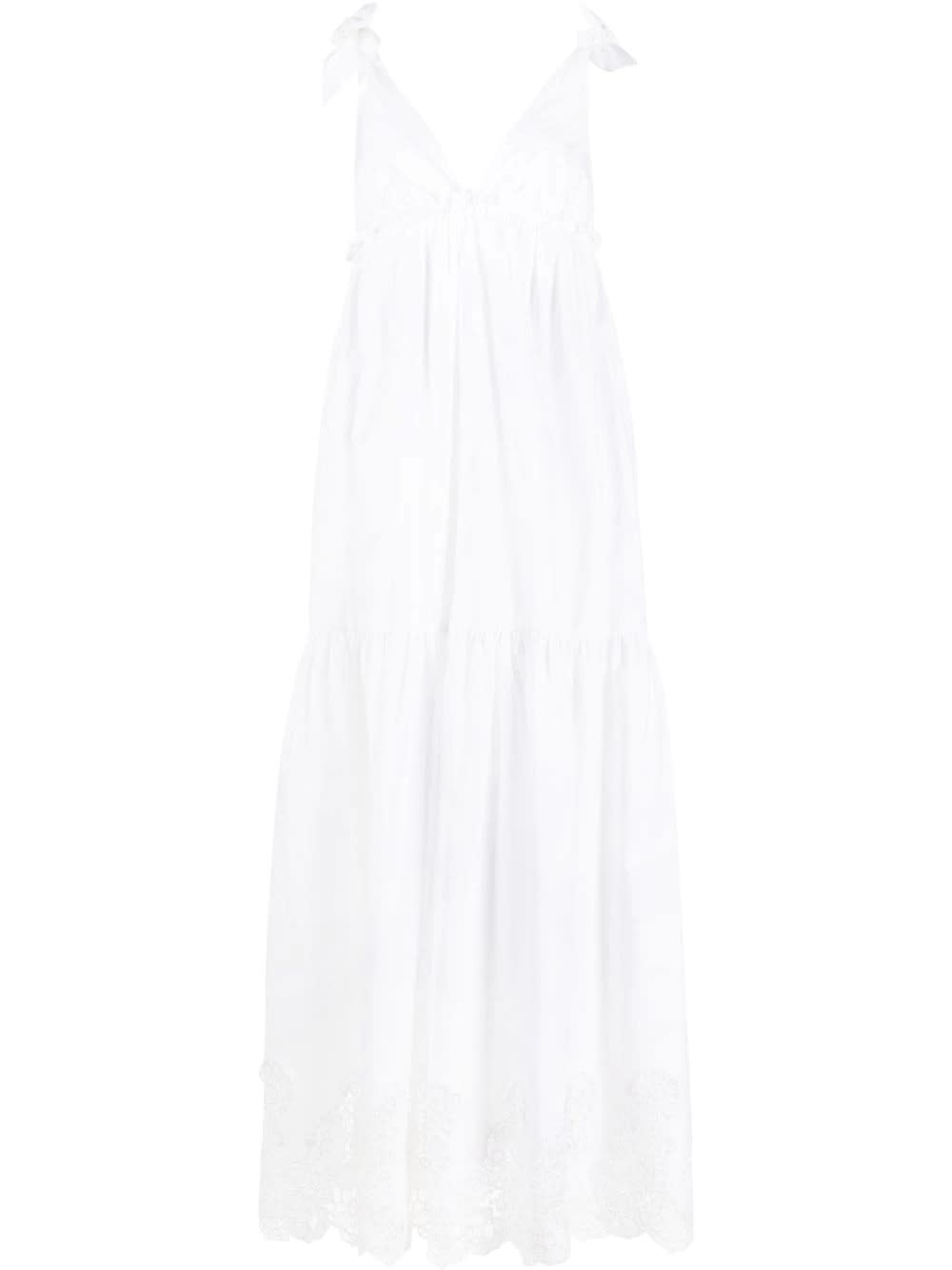 Parosh Canyox White Long Dress With Bows