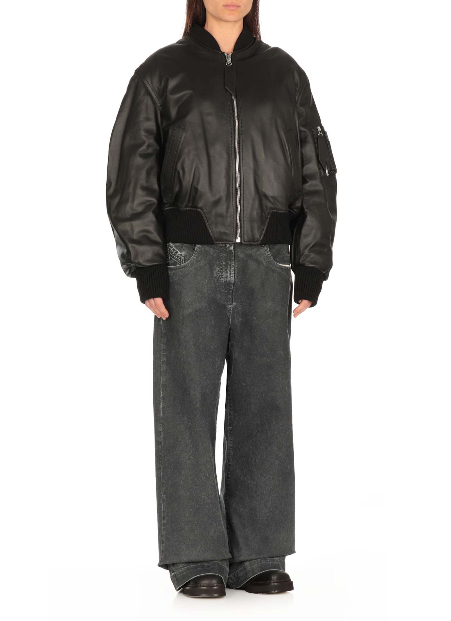 Attico Anja Bomber Front Pockets In Black