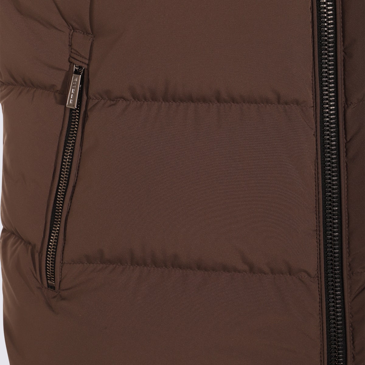 Moorer Hooded Quilted Down Jackets With Side Zip Pockets In Brown