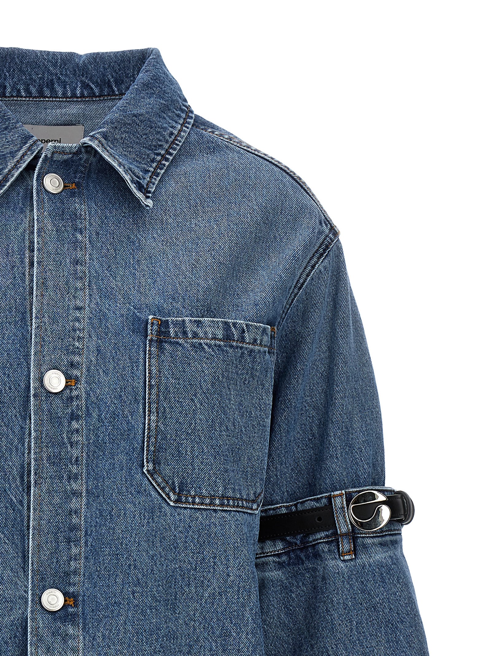 Shop Coperni Hybrid Denim Jacket In Blue