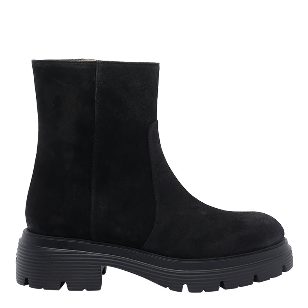 Stuart Weitzman Suede Ankle Boots Featuring Chunky Sole In Black