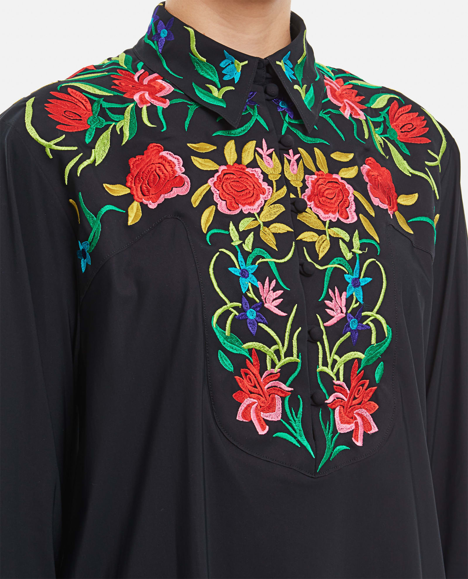 Shop Irie Embroidered Long Sleeves Blouse In Black
