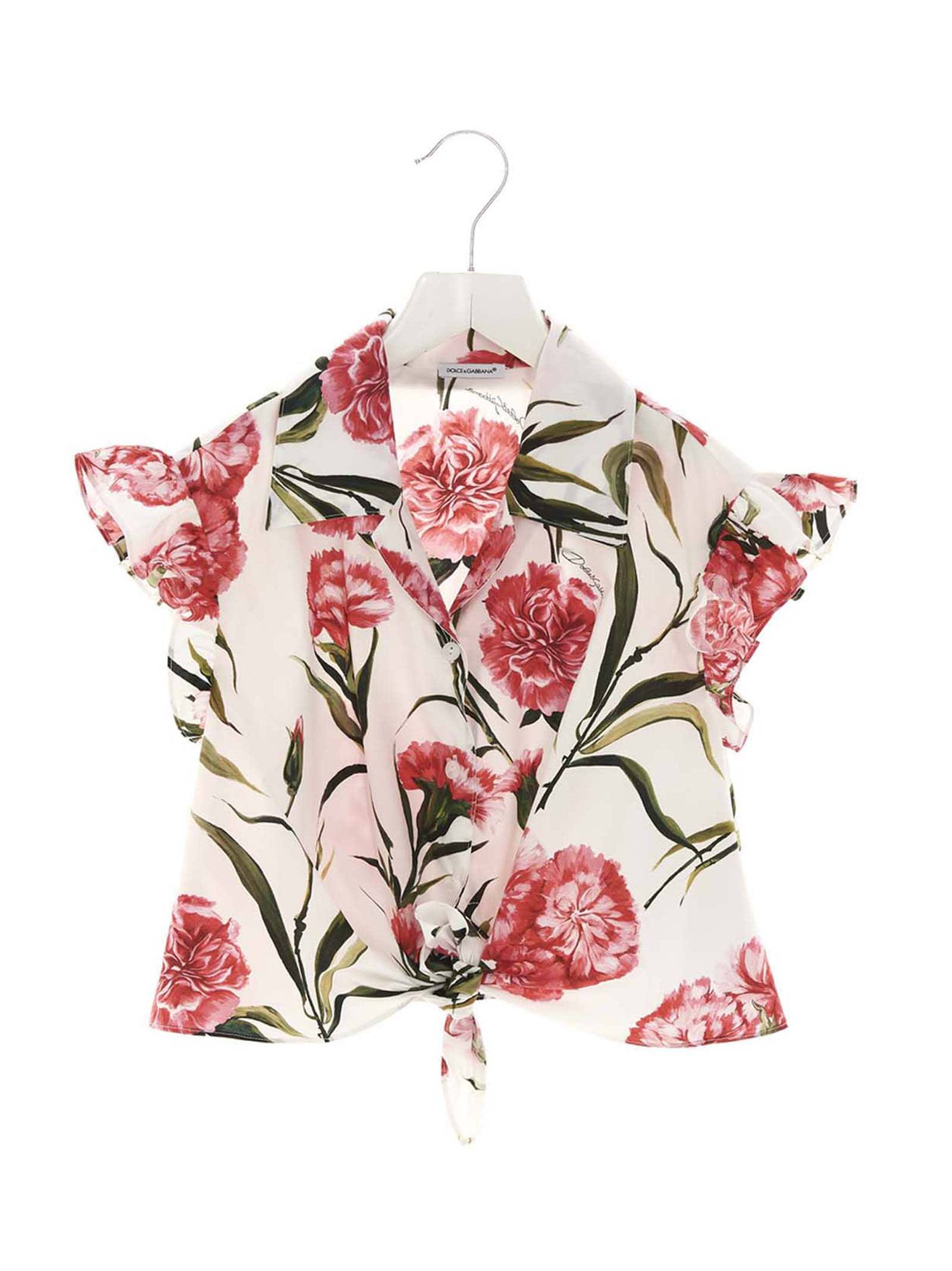 Dolce & Gabbana Kids' Floral Shirt In White/red