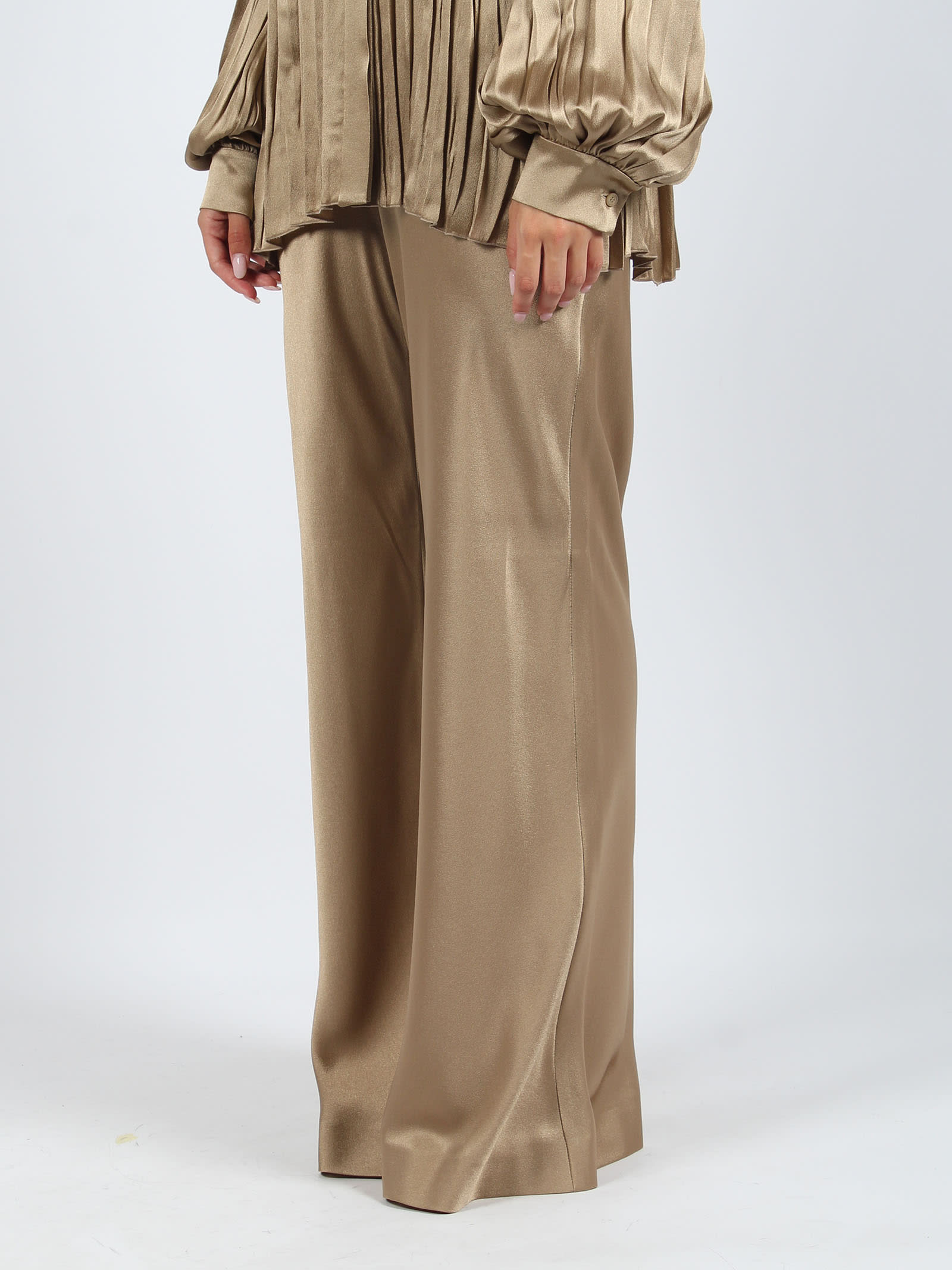 Shop Alberta Ferretti Satin Trousers In Light Brown