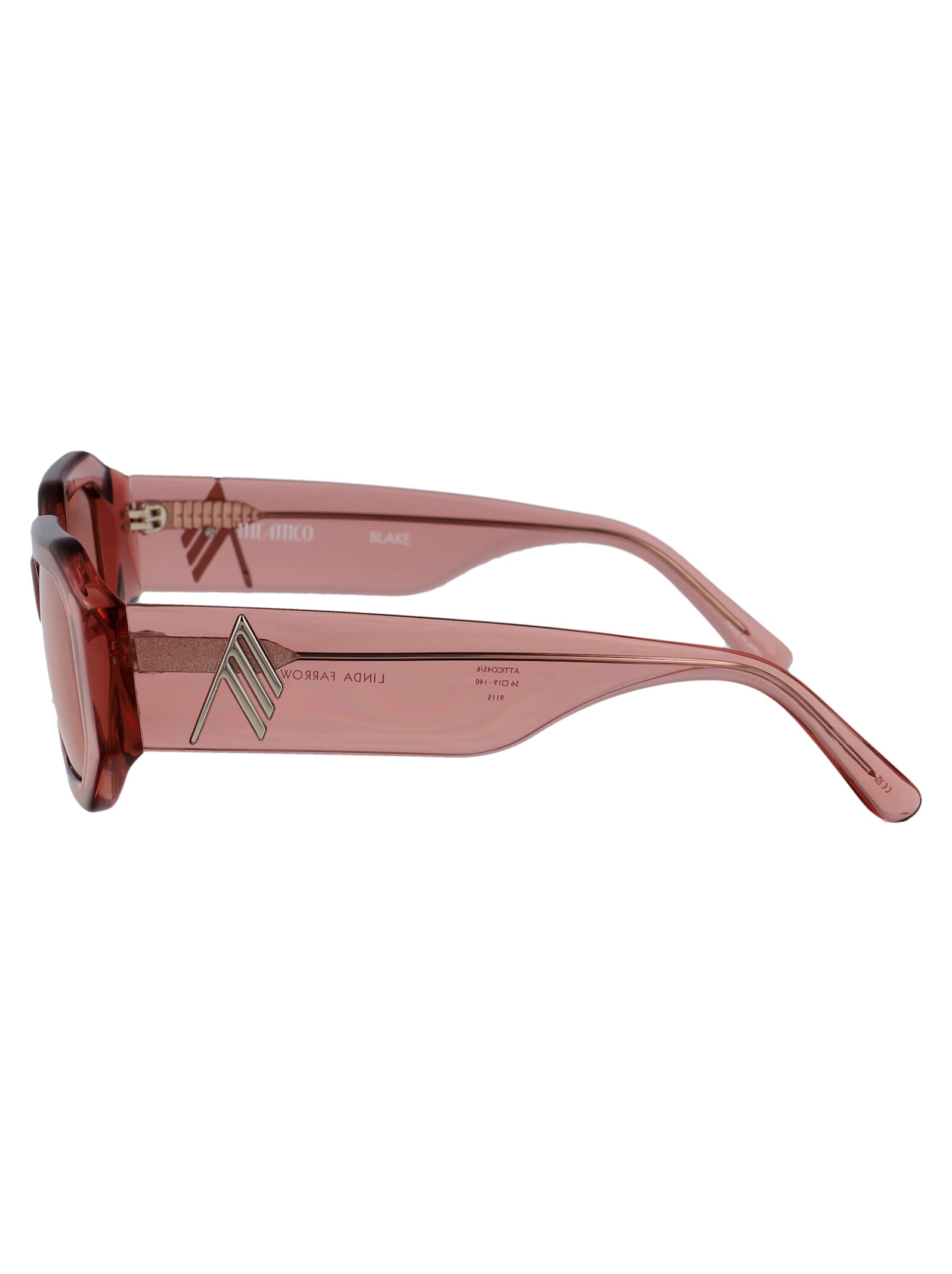 Attico Sunglasses In Rose-pink Acrylic In Peach/silver/peach