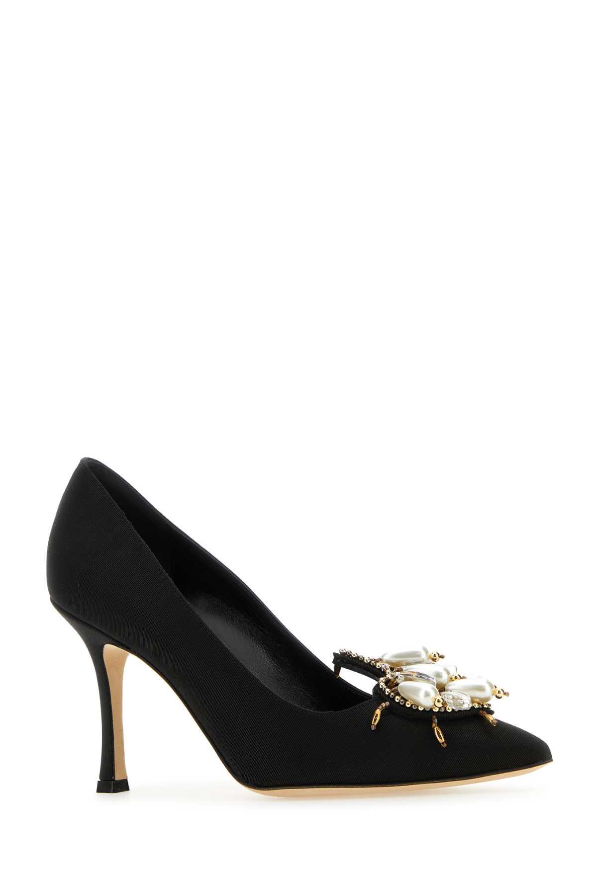 Shop Manolo Blahnik Black Fabric Orientalia Pumps In Blck