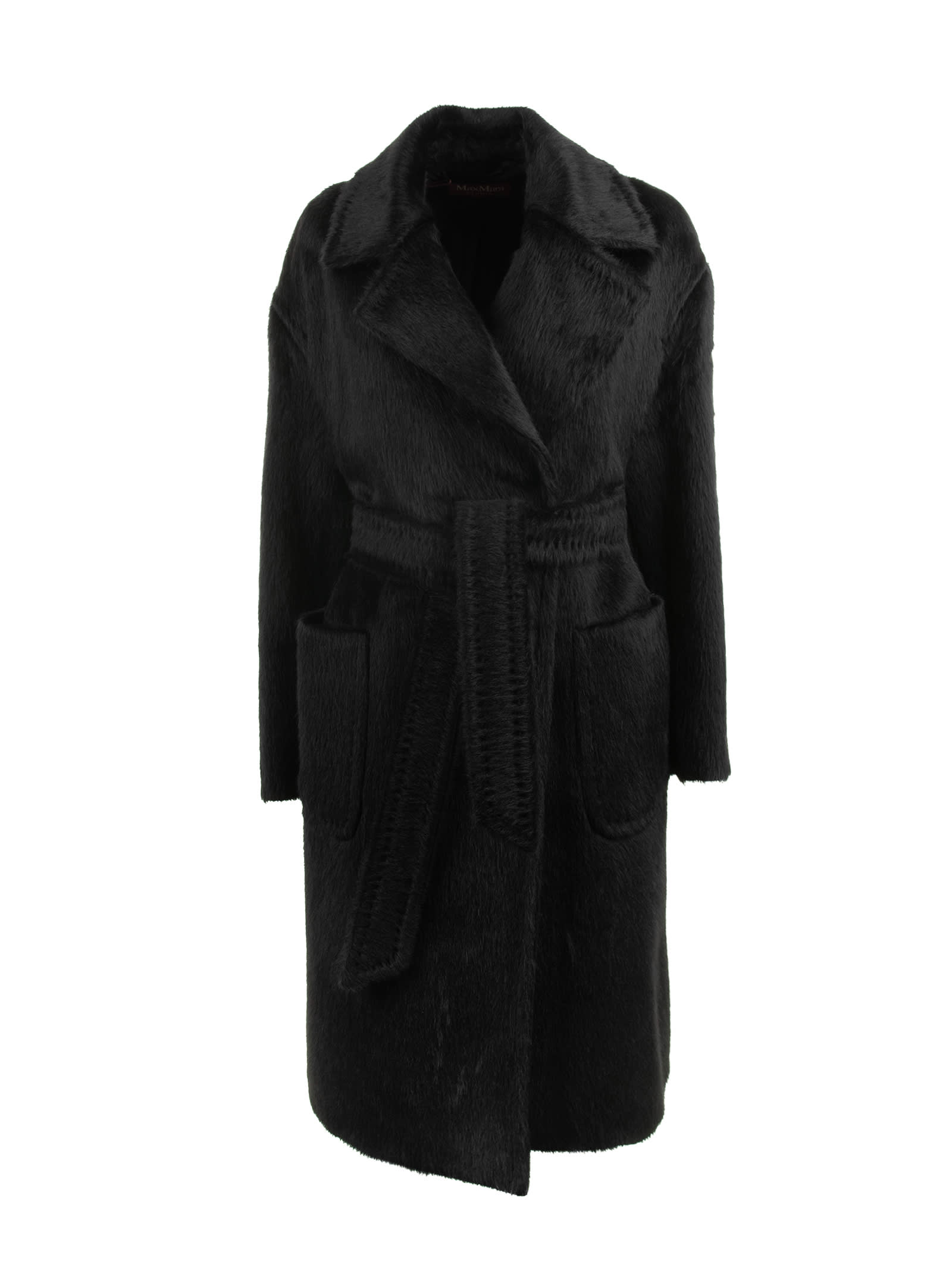 Long Coat In Alpaca And Wool Blend With Belt