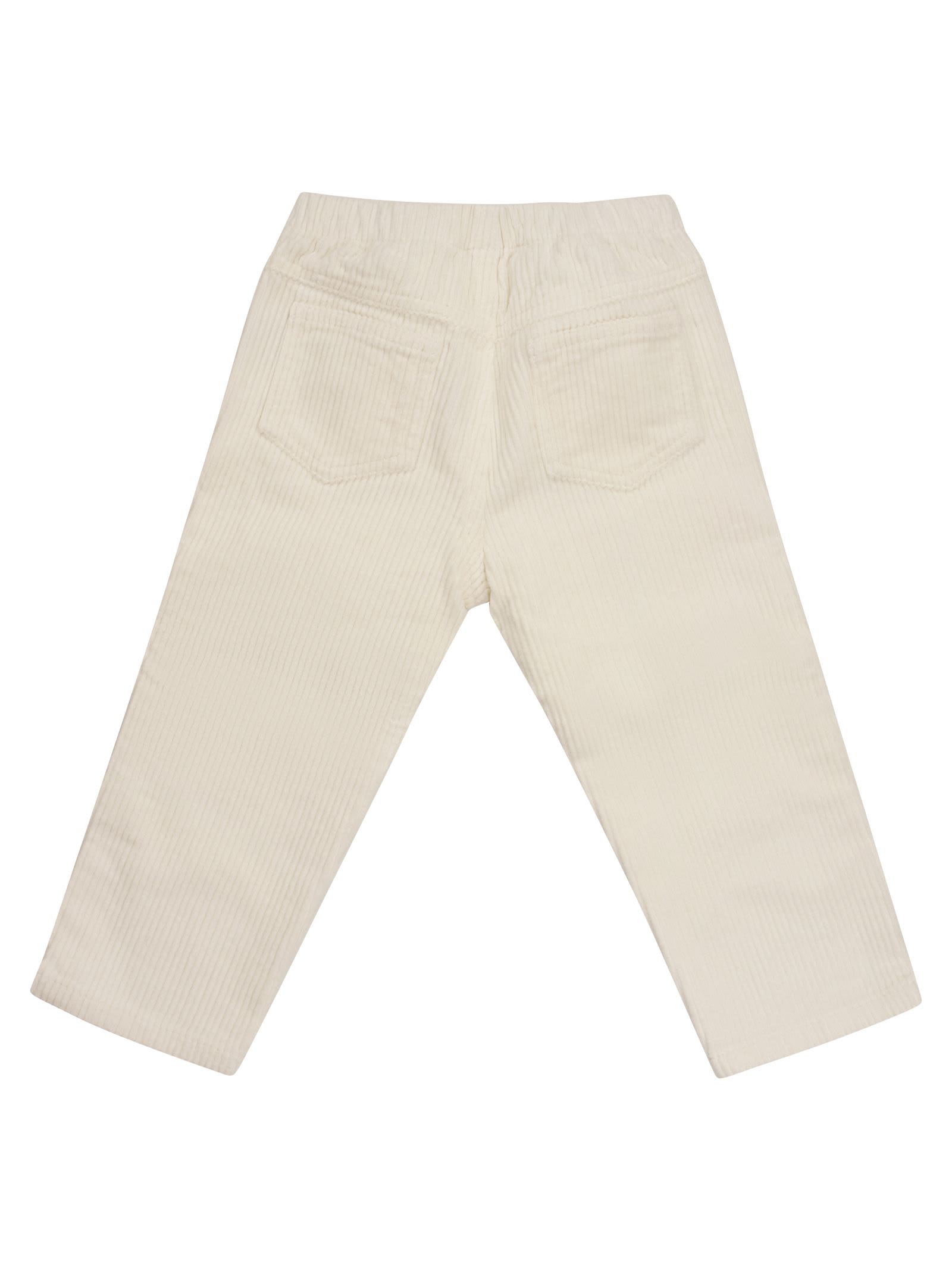 Shop Il Gufo Ribbed Velvet Trousers In White