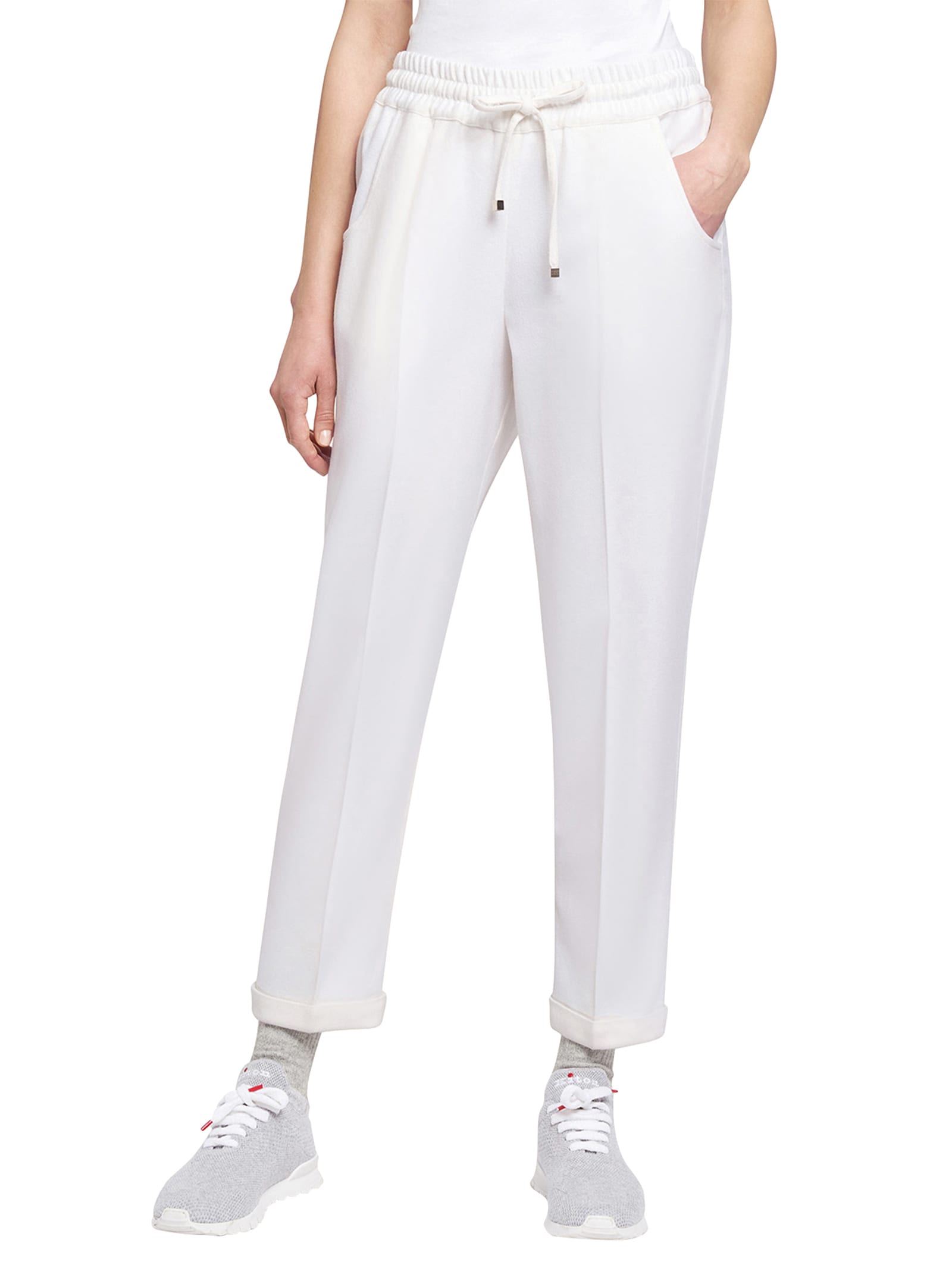 Shop Kiton Trousers Cashmere In White