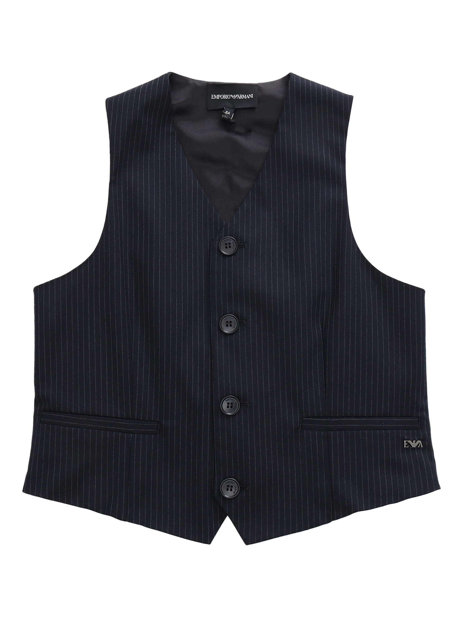 Emporio Armani Kids' Pinstripe Vest In Blue