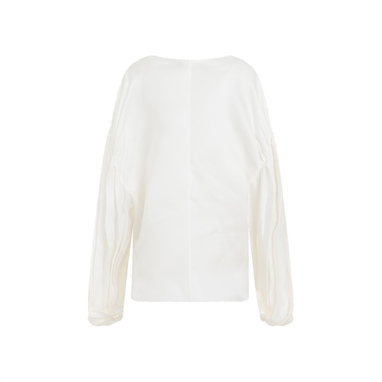 Shop Khaite The Quico Puff-sleeved Blouse In Chalk
