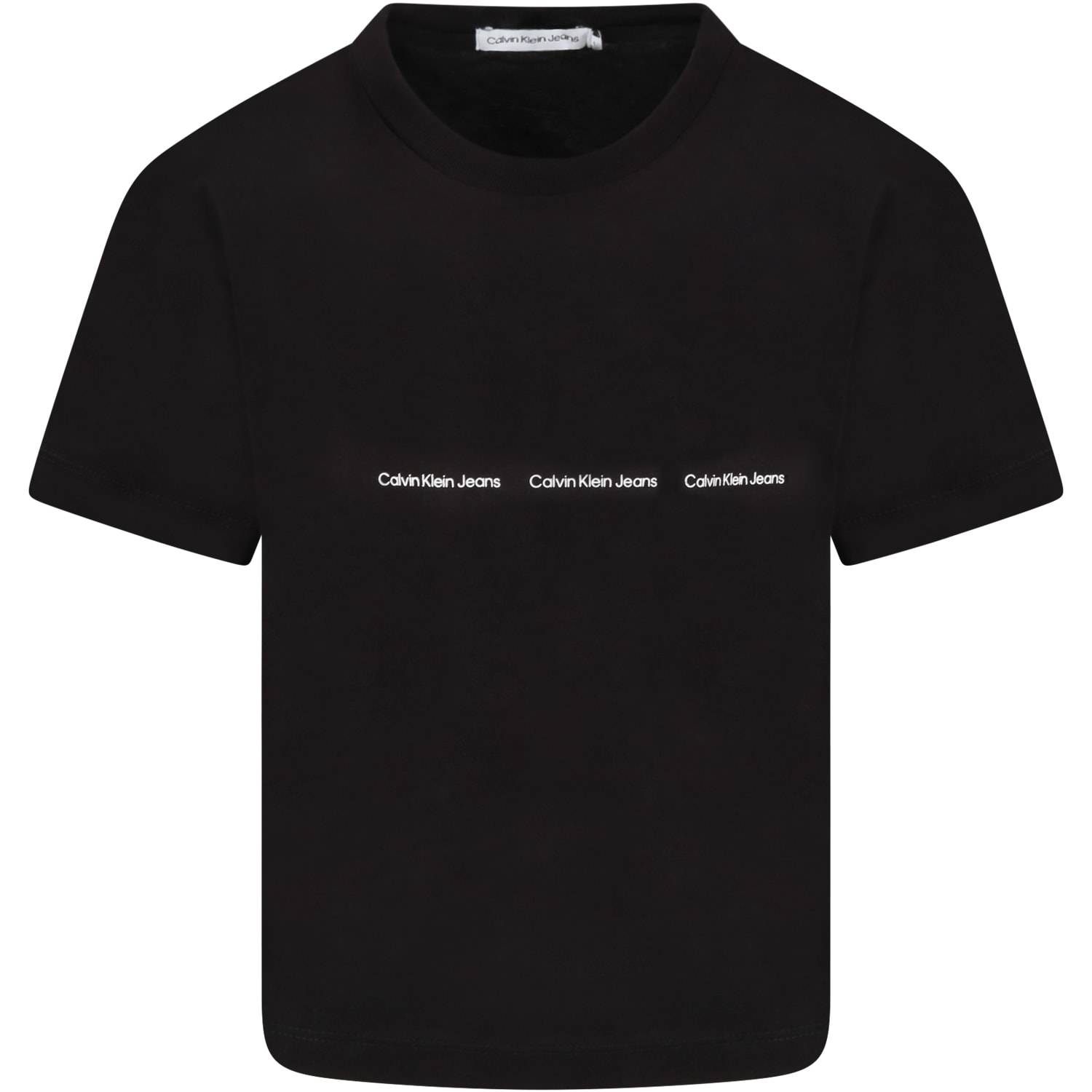 Calvin Klein Black T-shirt For Kids With White Logo