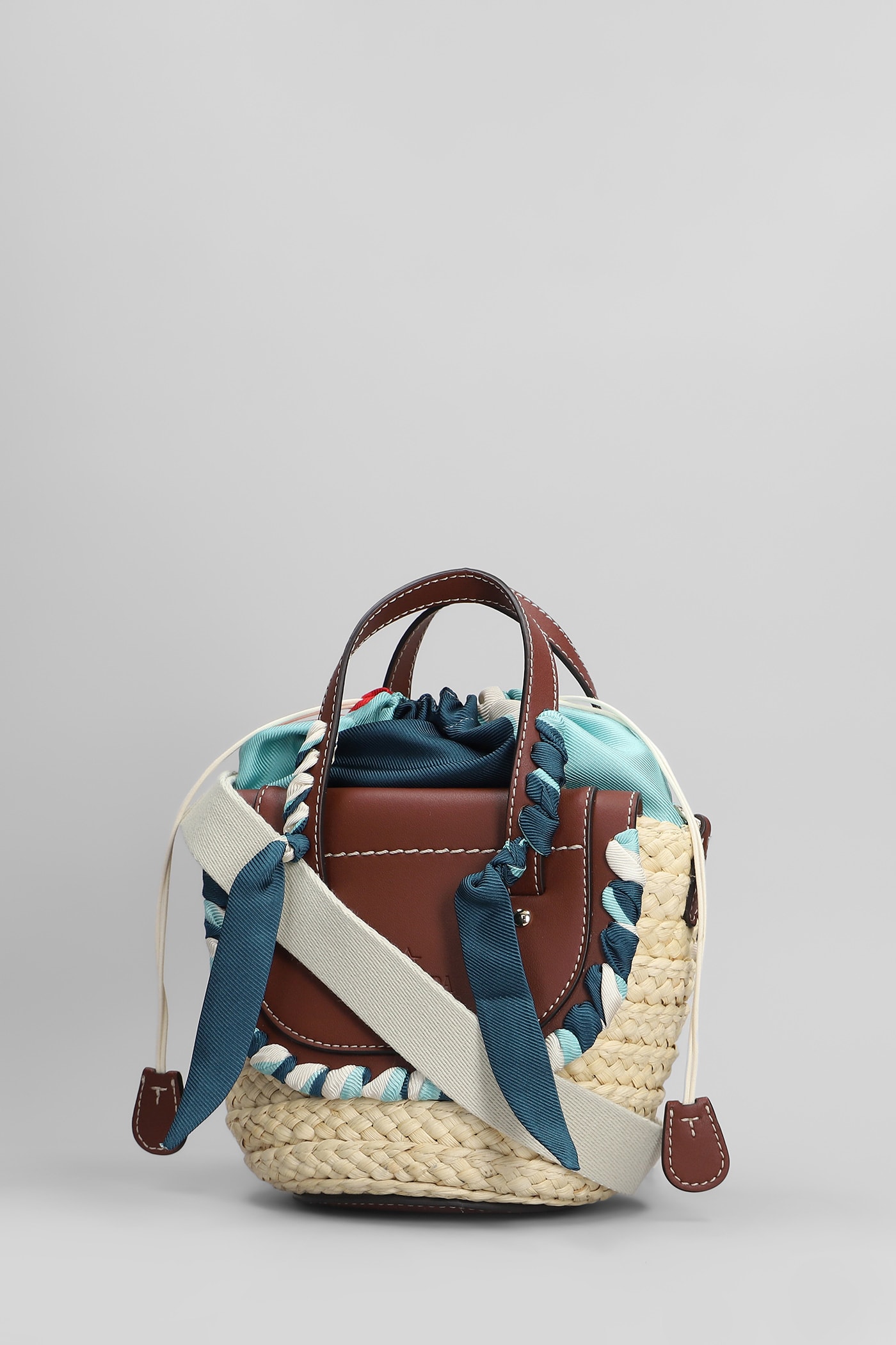 Cuba Lab Habanera Mini Tote In Beige Raffia In Multi