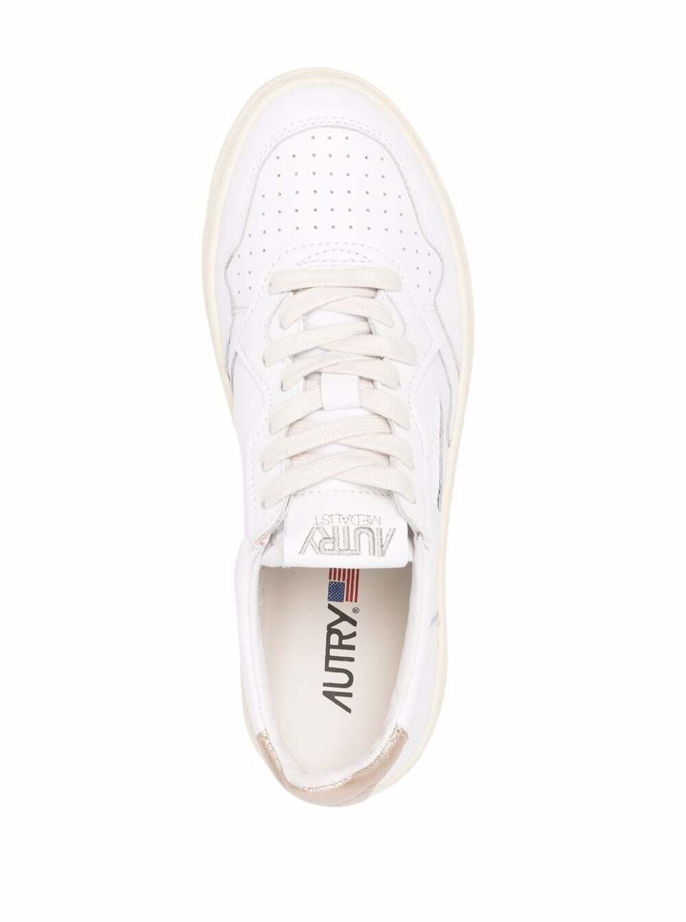 Shop Autry Medalist Low White And Gold Leather Sneakers  Woman