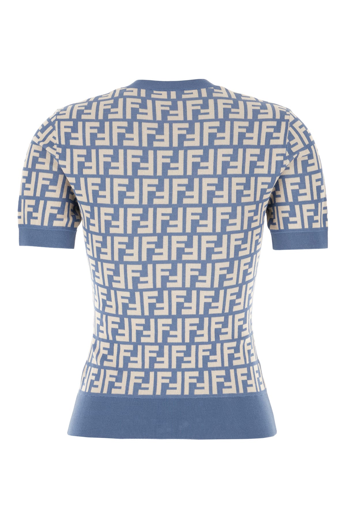 Fendi Ff-jacquard T-shirt In Denim