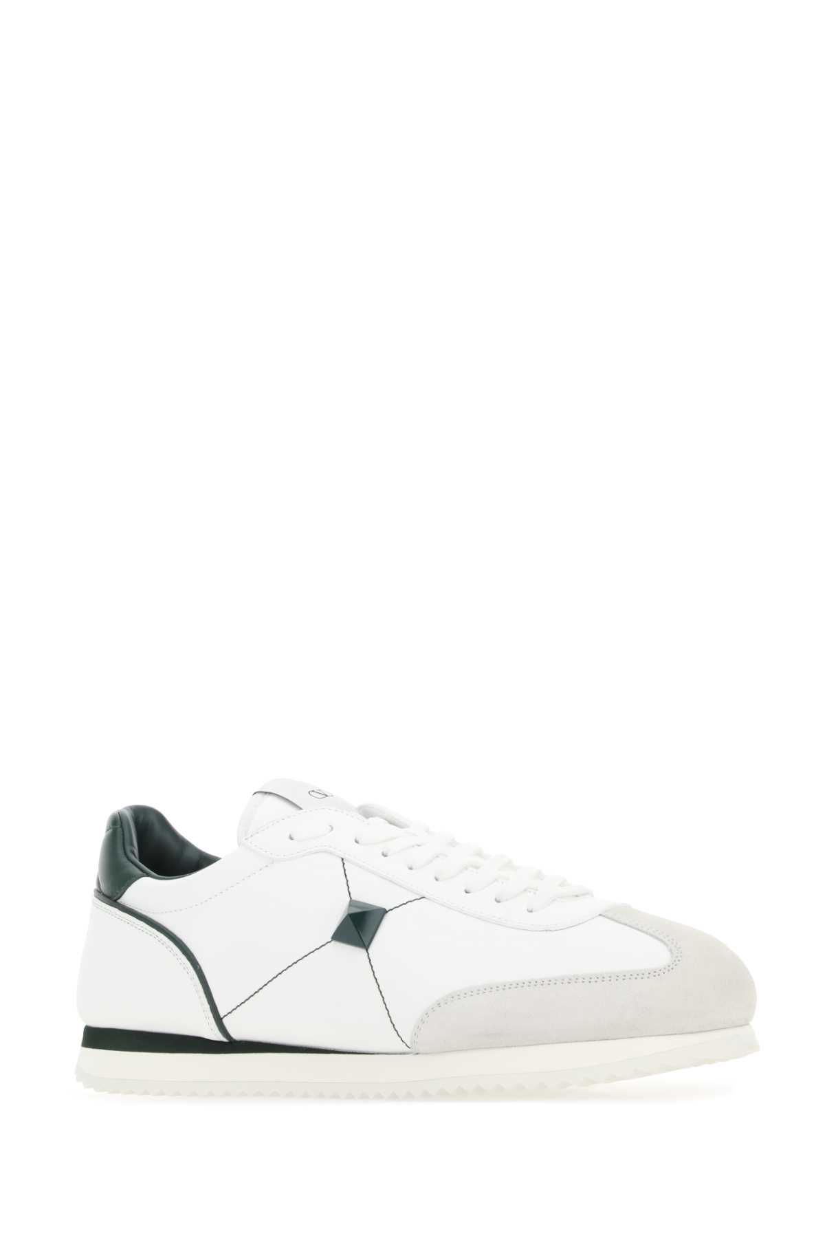 Valentino Garavani White Leather Stud Around Sneakers In Uz7