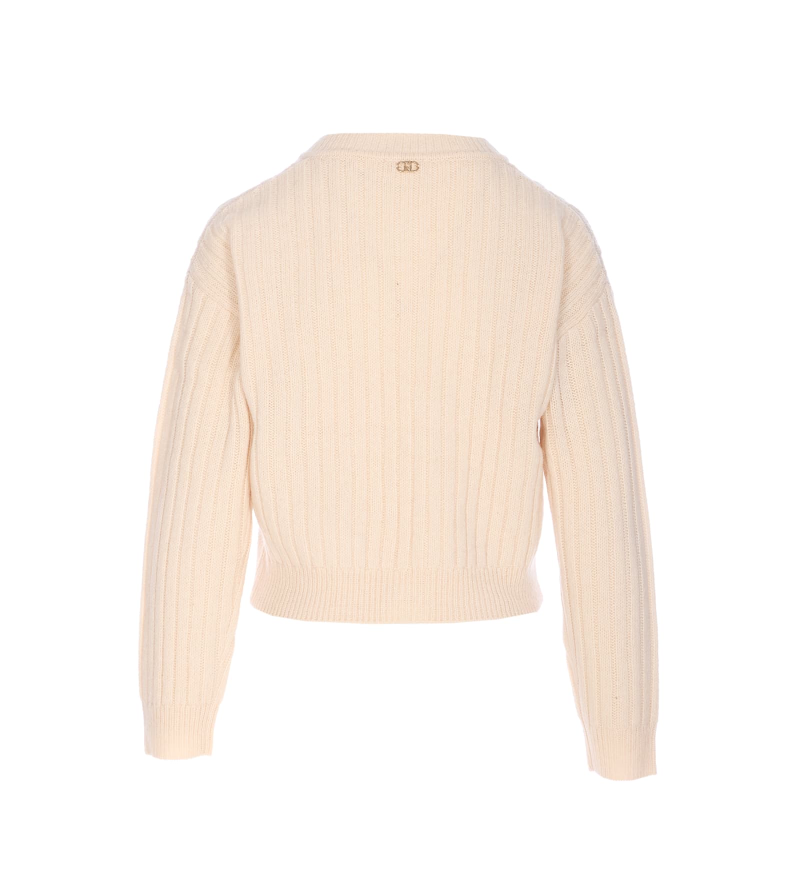 Liu •jo Cable-knit Embellished Cardigan In Neutral