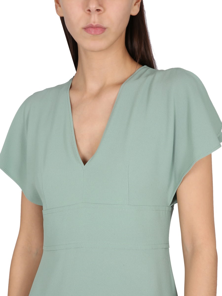 Shop Hugo Boss V-neck Dress In Green
