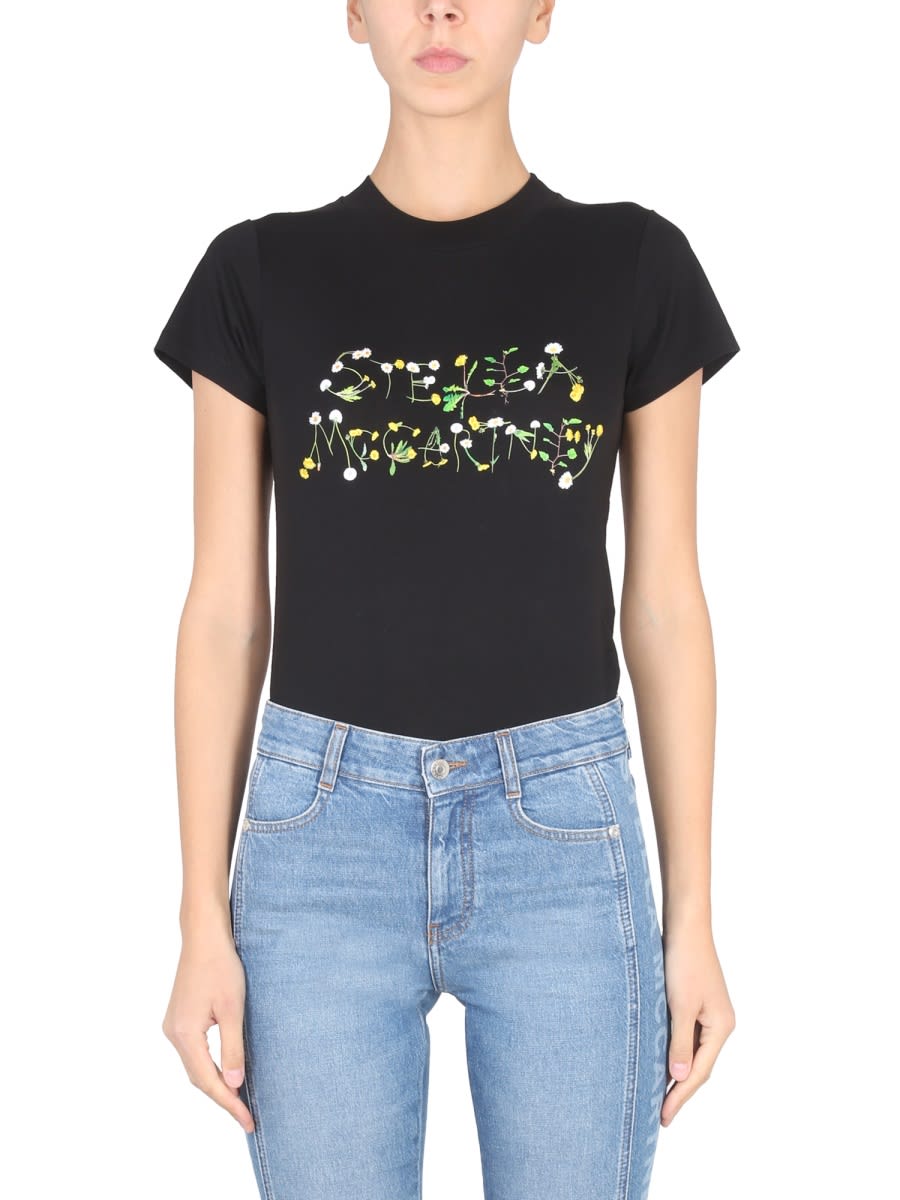 Stella Mccartney Dandelion Logo-print T-shirt In 1000