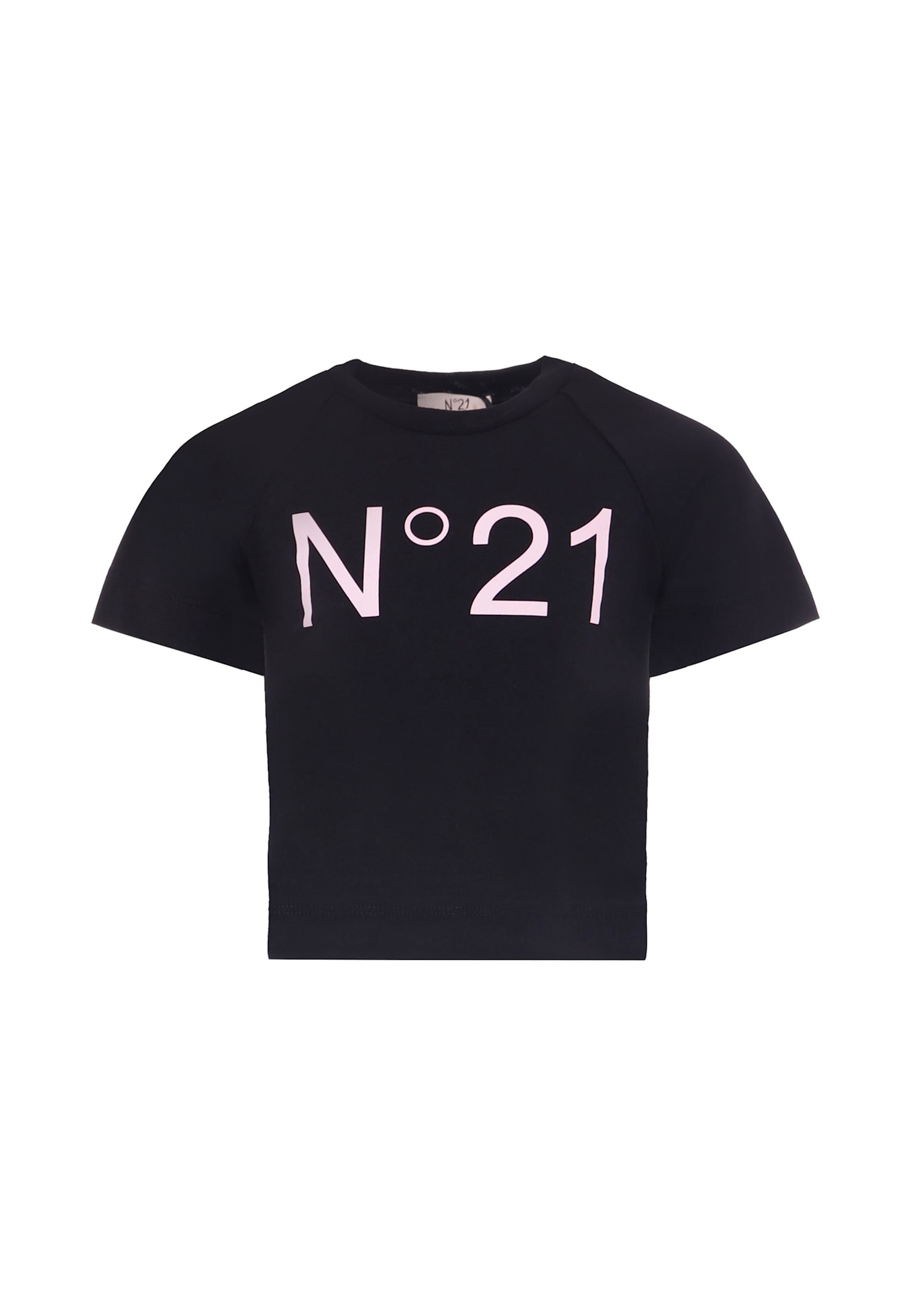 N°21 Kids' Black T-shirt For Girl With Logo