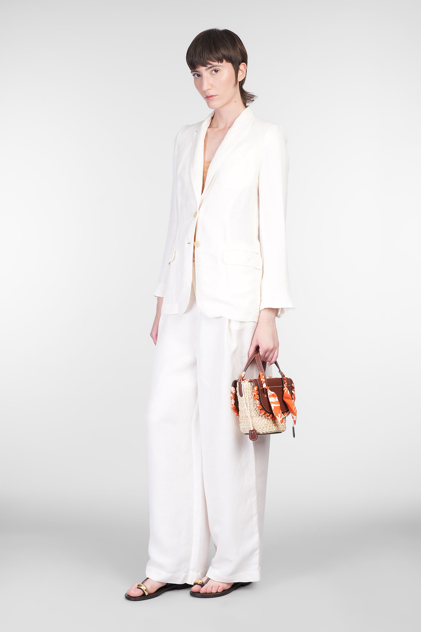 120% Lino Blazer In Beige Linen