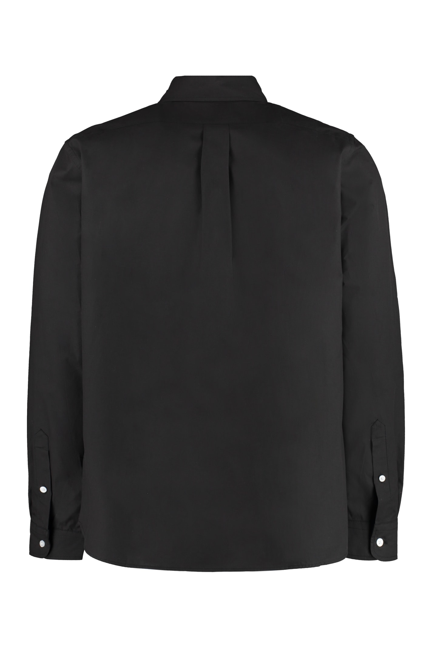 Shop Kenzo Button-down Collar Cotton Shirt In Nero