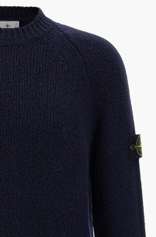 Stone Island Crew Neck Wool Sweater With Reverse Stitch Details In Multi
