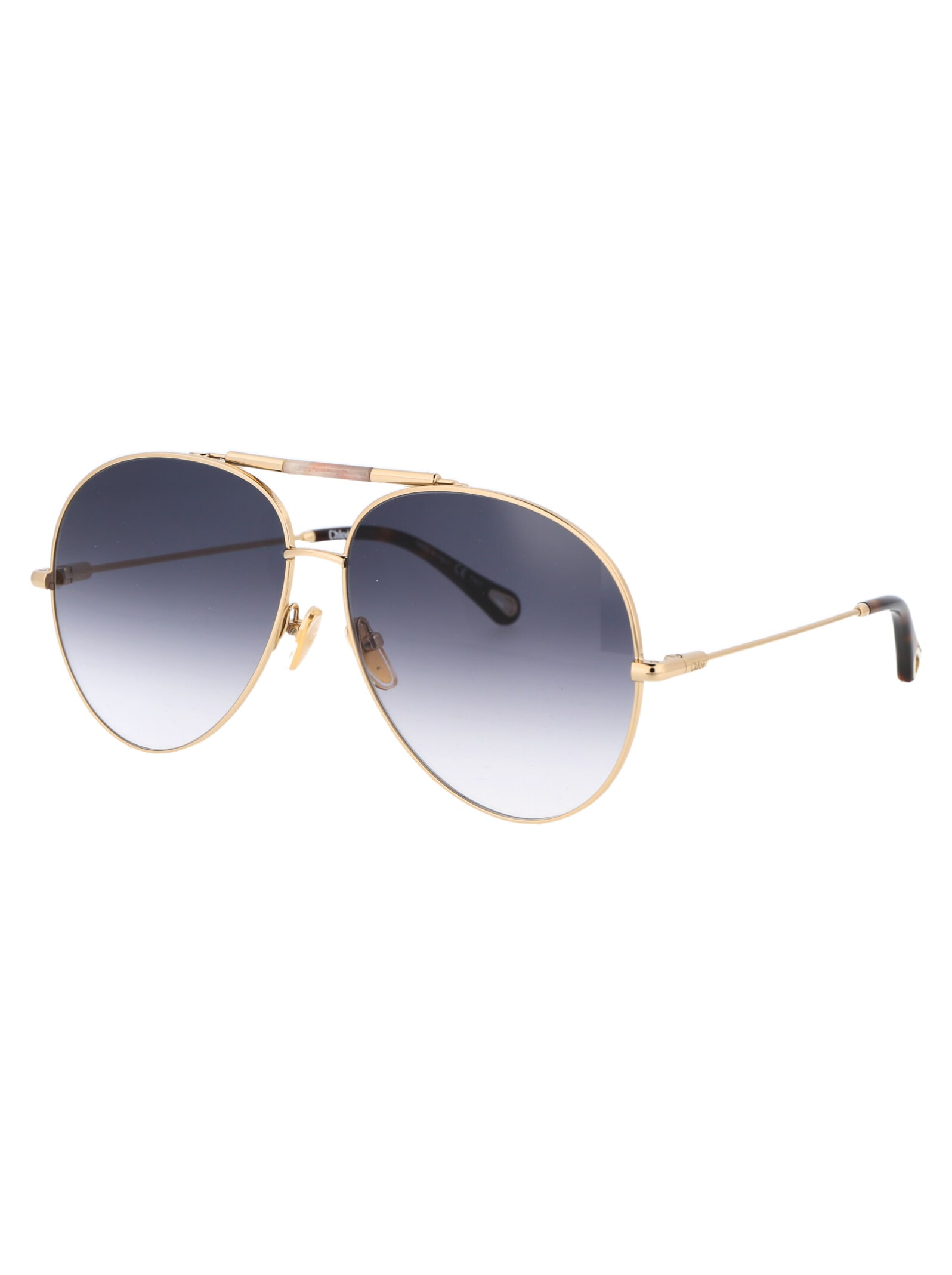 Shop Chloé Ch0113s Sunglasses In 001 Gold Gold Blue
