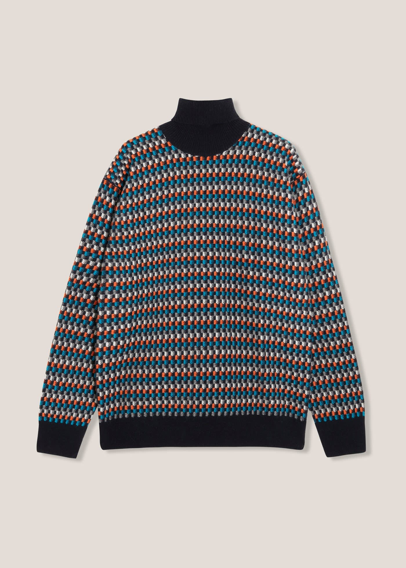 Doppiaa Aamintore Wool Turtleneck With Geometric Pattern In Multi