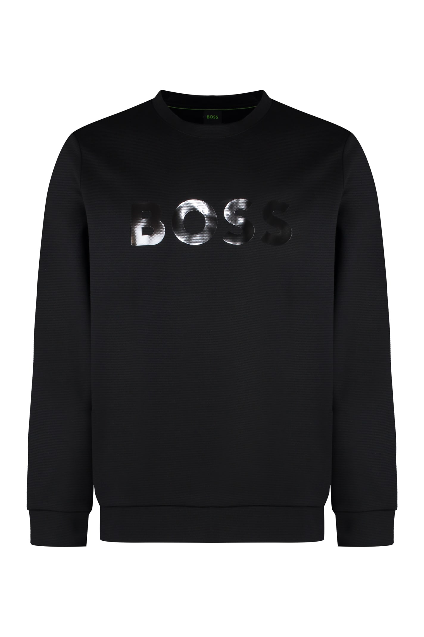 Shop Hugo Boss Cotton Crew-neck Sweatshirt In Black