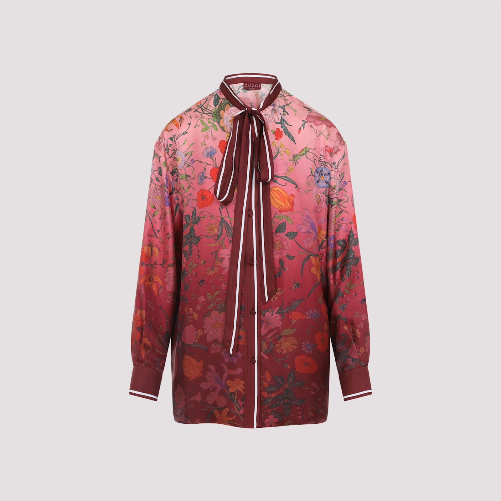 Gucci Silk Floral Shirt In Pink